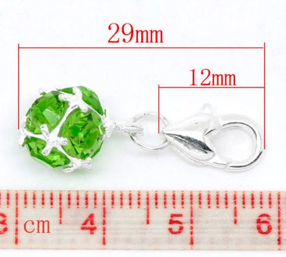Sexy Sparkles Birthstone Dangle Charm Pendant for European Clip on Charm Jewelry with Lobster Clasp - color: Green - August