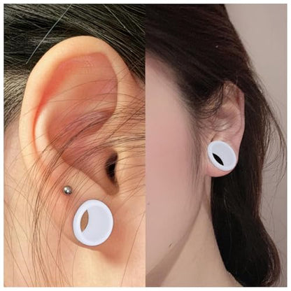6G-26mm Acrylic Plastic Ear Gauges Tunnels Stretching Kit Double Flared Plugs Tunnels Expanders Stretcher Saddle Gauges Earrings for Men Women Black White Clear - color: White 6G-26mm