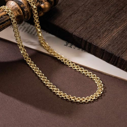 14K Gold Necklace for Women Chunky Cuban Link Chain for Men | 14K Gold Chain for Men Gold Necklace for Women Gold Chain for Men Double Layer Chunky Cuban Link Chains for Mens 16-24IN - style: Length 24 Inches