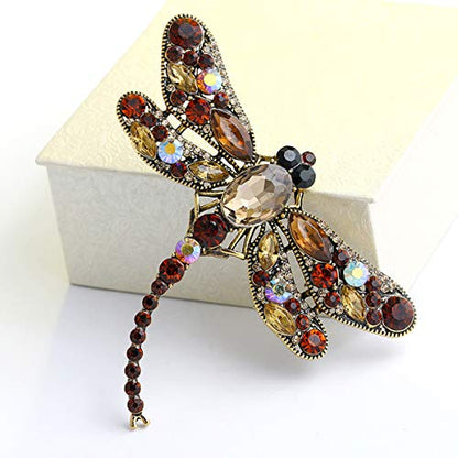 seven wolves Women's Austrian Crystal Brooch Wedding Flower Leaf Bouquet Brooch - color: Brown