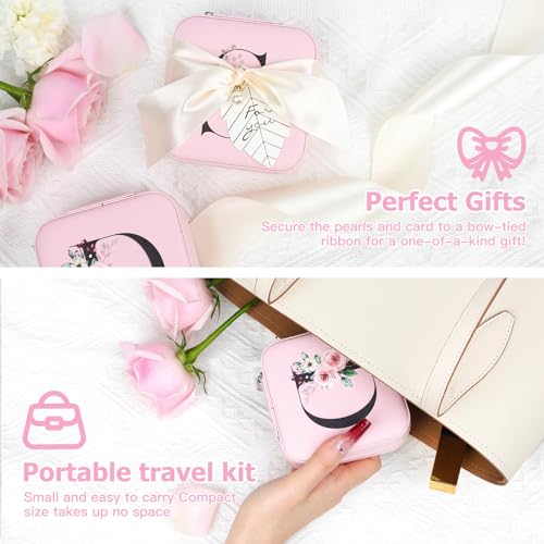 AYGXU Travel Jewelry Box for Women and Girls - Small Case With Initial A-Z - Teacher Gifts - color: pink, size: M
