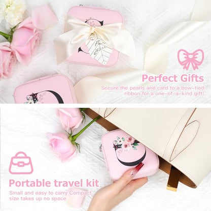 AYGXU Travel Jewelry Box for Women and Girls - Small Case With Initial A-Z - Teacher Gifts - color: pink, size: E