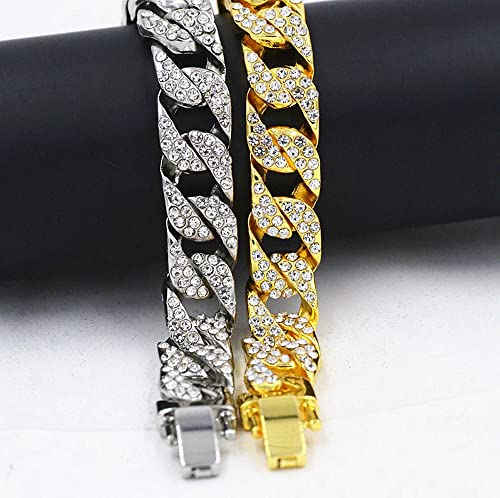 HH BLING EMPIRE 14K Gold and Silver Bracelets Diamond Tennis and Cuban Link Bracelet for Men Women Hip Hop Jewelry - color: 14mm cuban-Silver`, size: 8.5"