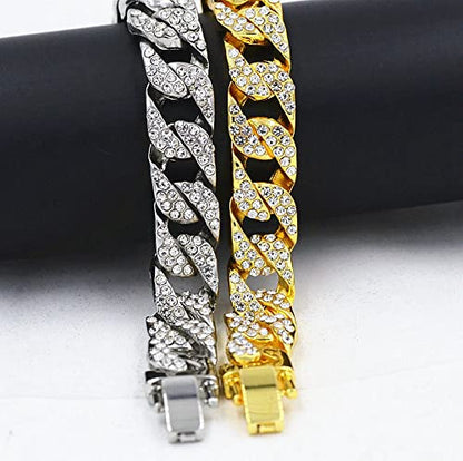 HH BLING EMPIRE 14K Gold and Silver Bracelets Diamond Tennis and Cuban Link Bracelet for Men Women Hip Hop Jewelry - color: 14mm cuban-Silver`, size: 8.5"