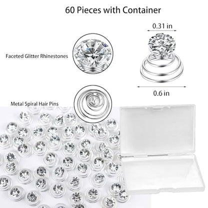 60 PCS Gems Rhinestone Twister Hair Studs Set Diamond Spiral Pearl Flower Jewels Hair Pins Sticks for Wedding, Bridal, Prom, Party and Special Occasion(Classic Diamonds) - color: Classic Diamonds