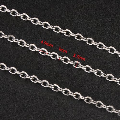UMAOKANG Stainless Steel Chain for Jewelry Making Small Cable Chains Bulk | 16.4 Feet Silver Chain for Necklace DIY Jewelry Supplies Findings - color: 1.0 Silver Cable