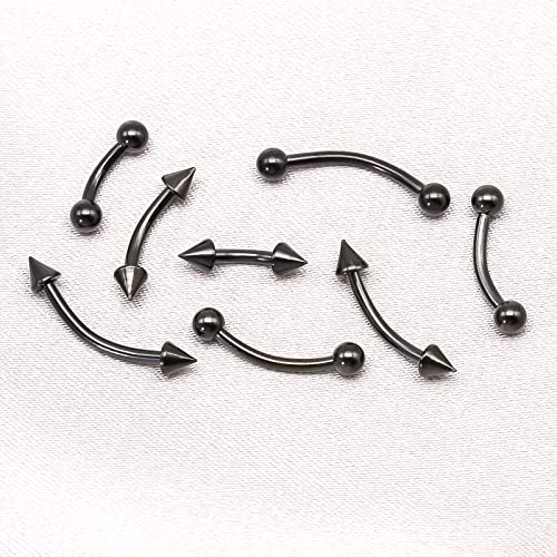 BLISI G23 Solid Titanium Eyebrow Piercing Jewelry, Gold Black Rose Gold Silver Pink Rainbow Eyebrow Rings 16G Curved Barbell,Tiny Vertical Labret Lip Jewelry Rook Piercing Jewelry for Women and Men - color: Black 1