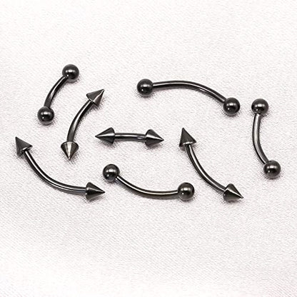 BLISI G23 Solid Titanium Eyebrow Piercing Jewelry, Gold Black Rose Gold Silver Pink Rainbow Eyebrow Rings 16G Curved Barbell,Tiny Vertical Labret Lip Jewelry Rook Piercing Jewelry for Women and Men - color: Black 1