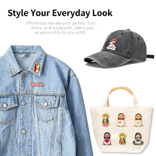 4/6/9/10/12/16/20PCS Cute Enamel Pins Bulk Set, Art Aesthetic Lapel Brooches, Humorous Quote Pins for Backpacks Jackets Hats Bags, Novelty Cool Badges for Women, Men, Teens, Kids - style: 9pcs Jesus