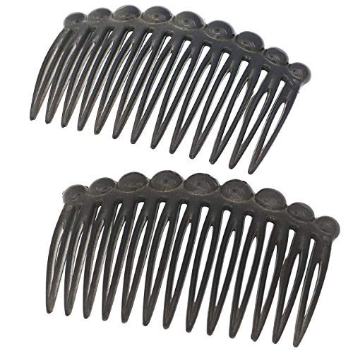 Camila Paris CP3034 French Hair Side Comb, Small Rounded, Gray French Twist Hair Combs Decorative, Strong Hold Hair Clips for Women Bun Chignon Up-Do Styling Girls Hair Accessories, Made in France - color: Gray