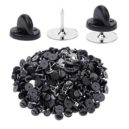 400pcs PVC Rubber Pin Backs Butterfly Clutch Pin Tie Tacks Blank for Uniform Badges Backing Holder Clasp Lapel Enamel (200 Sets) - color: black