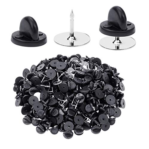 400pcs PVC Rubber Pin Backs Butterfly Clutch Pin Tie Tacks Blank for Uniform Badges Backing Holder Clasp Lapel Enamel (200 Sets) - color: black