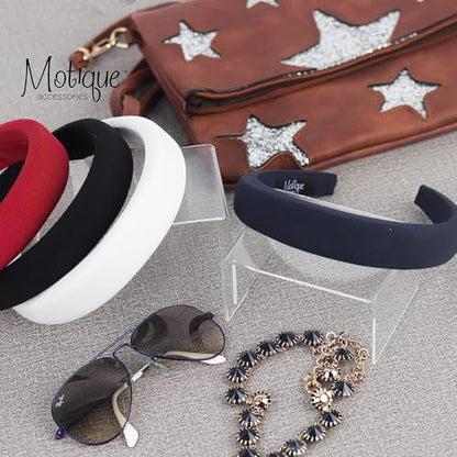 Black Padded Headband for Women - color: Black Satin