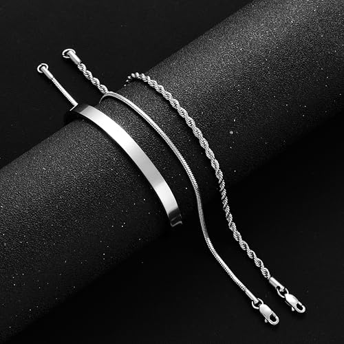 Mens Bracelet, Dainty Silver Plated Bracelets for Men Non Tanish Fashion Mens Jewelry Simple Cuban Snake Rope Link Bangle Chain Bracelet Mens Accessories 6.5/7/7.5/8/8.5/9 In - style: 7.5 IN