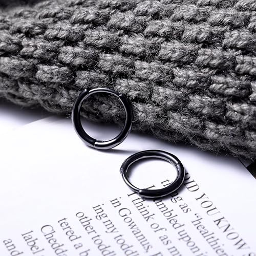 micuco Small Hoop Earrings for Women, Tiny Cartilage Hoop Earrings for Men | Helix Daith Tragus Ear Hugging Hoop Earrings Sleeper Hypoallergenic Earrings - style: B5: 6mm Black (1 Pairs)