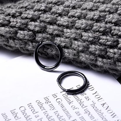 micuco Small Hoop Earrings for Women, Tiny Cartilage Hoop Earrings for Men | Helix Daith Tragus Ear Hugging Hoop Earrings Sleeper Hypoallergenic Earrings - style: B5: 6mm Black (1 Pairs)