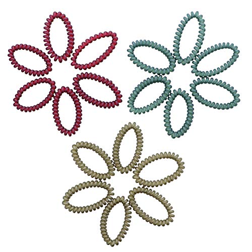 Shiny Coil Pony Holders Phone Cord Hair Ties - Set of 18 (Dark) - color: Dark