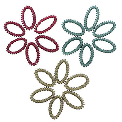 Shiny Coil Pony Holders Phone Cord Hair Ties - Set of 18 (Dark) - color: Dark