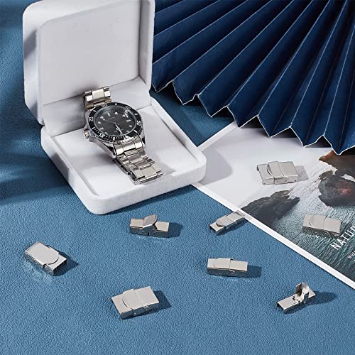 UNICRAFTALE 8 Sets 4 Sizes Clasps for Stainless Watch Band 304 Stainless Steel Watch Band Clasps Rectangle Watch Bands Buckle Clasp Buckle for Bracelet Watch Jewelry Making