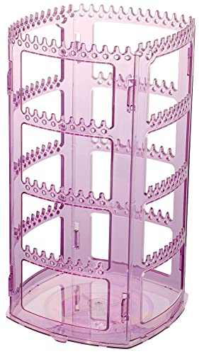 Sooyee Clear Violet Earring Organizer,360 Rotating Earring Holder,4 Tiers Jewelry Rack Display Classic Stand, 156 Holes and 160 Grooves for Necklaces Earrings Piercings - color: Violet