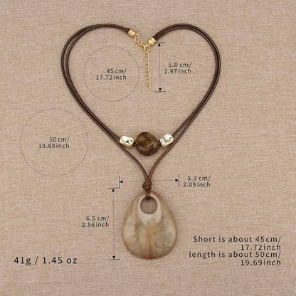 Bohemian Necklaces for Women Long Leather Necklace with Large Pendant Chunky Boho Hippie Jewelry Pendant Chocker Necklace - style: Bohemian Chunky Necklace