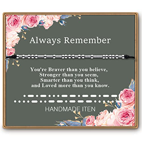 ASELFAD Morse Code Bracelets for Women, Funny Best Friend Birthday Gifts for Women Friendship Bracelets, Inspirational Jewelry, Teen Girl Gifts Trendy Stuff - style: Always Remember