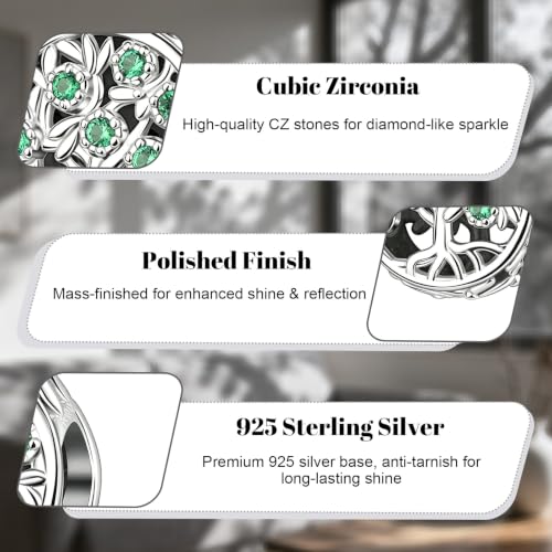 LaMenars 925 Sterling Silver Charms for Pandora Bracelets & Necklaces | Bead Charms Birthday Holiday Jewelry Gifts For Women - color: Family Tree Circle Charm