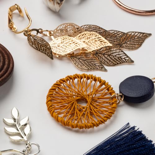 Gold Tone Non Pierced Clip On Dangling Earrings - style: Gold Leaves