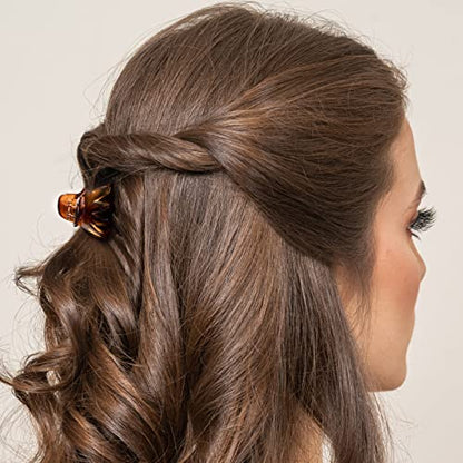 YOHAMA 10pcs Small Octopus Claw Clips Strong Hold Women Thin to Thick Hair | 4cm Little Hair Accessories Brown & Black, Great Spring, Styling Half Bun Tightly, Non-Pulling or Snagging, Daily Use Gifts - color: A-Black+Brown