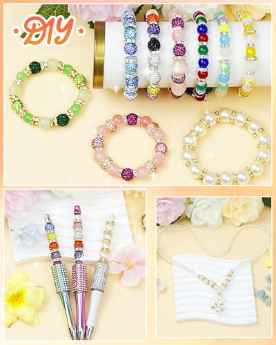 FIVEIZERO 300PCS Gold Silver Rhinestone Spacer Beads, 6/8/10mm | 1.5/2/2.5mm Holes, Secure Inlay, Organized Box, For Beaded Pens, Bracelets, Necklaces, Earrings, DIY Crafts - color: Silver/Gold,6mm/8mm/10mm
