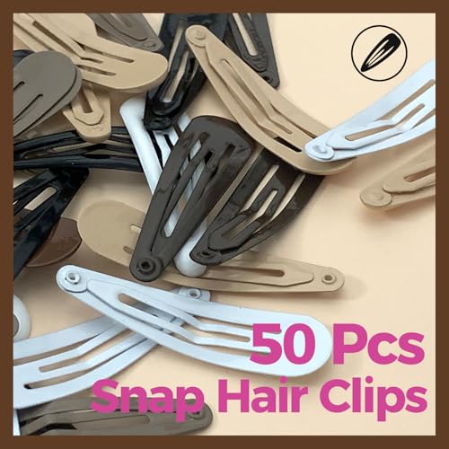 50pcs Snap Hair Clips, 25pcs Glossy & 25pcs Matte Hair Barrettes
