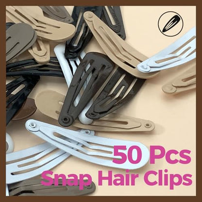 50pcs Snap Hair Clips, 25pcs Glossy & 25pcs Matte Hair Barrettes