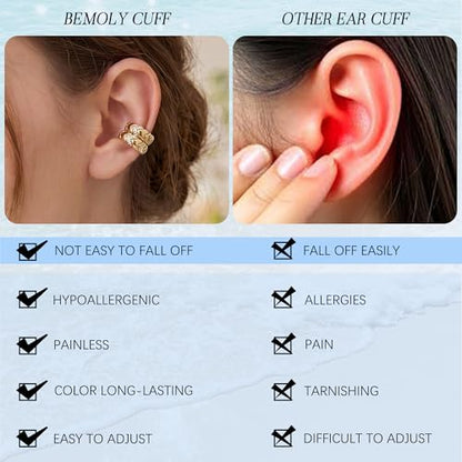 Gold Ear Cuff for Women, 14K Gold Plated Single Non-Pierced Earring with Micro-Pave Cubic Zirconia Adjustable Open Ear Clip for Daily Wear & Special Occasions - color: ear cuff-S 010