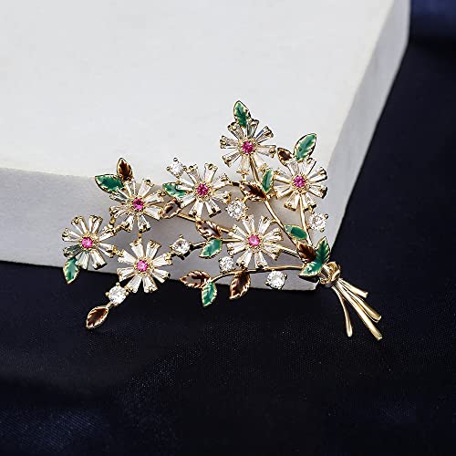 Brooches for Women, Shiny Cubic Zirconia Brooch Pins for Women Fashion Brooch Pin Broach Jewelry Gift - color: Daisy