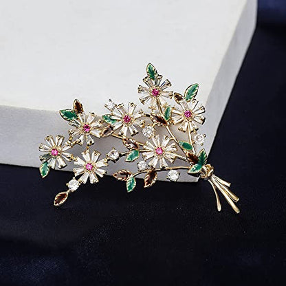 Brooches for Women, Shiny Cubic Zirconia Brooch Pins for Women Fashion Brooch Pin Broach Jewelry Gift - color: Daisy
