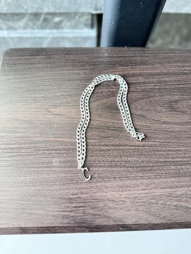 Stainless Steel Initial A-Z Necklace for Men Women,Cuban Chain,Titanium Steel Initial Letter Pendant Charm Necklaces Accessories Jewelry for Woman Man,21 Inch Chain - color: C