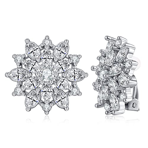 FAMARINE CZ Clip on Earrings for Women Clip Earring Non-pierced Earrings - style: Snowflake