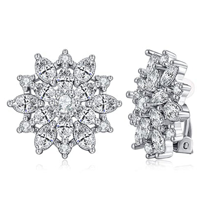 FAMARINE CZ Clip on Earrings for Women Clip Earring Non-pierced Earrings - style: Snowflake