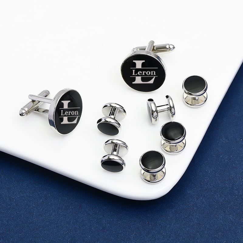 Meice 8 PCS Custom Men's Cufflinks and Tuxedo Studs Set,Formal Shirt Studs & Cuff Links for men,Wedding Groomsmen Best man Gift