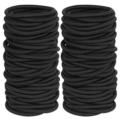120 Pieces Black Hair Ties for Thick and Curly Hair Ponytail Holders Hair Elastic Band for Women or Men(4mm) - color: Black