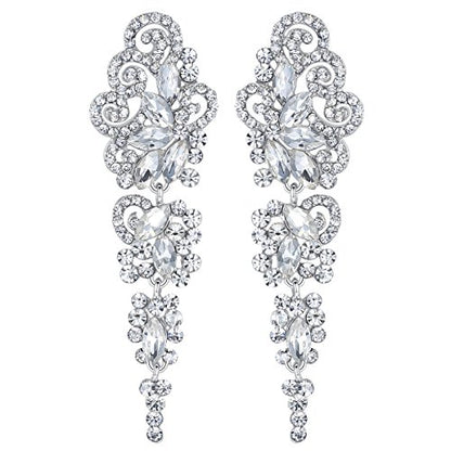 Marquise Crystal Bridal Chandelier Dangle Drop Earrings Ladies Gifts in Silver/Gold Tone - color: I-Clear Earrings Pin
