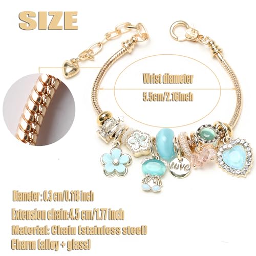 DS Charm Bracelets for teen girls exquisite cute cartoon friendship bracelet Gold Stainless Steel Bangle birthday Gift box Adjustable little girls kids jewelry holiday gifts - style: GOLD-4