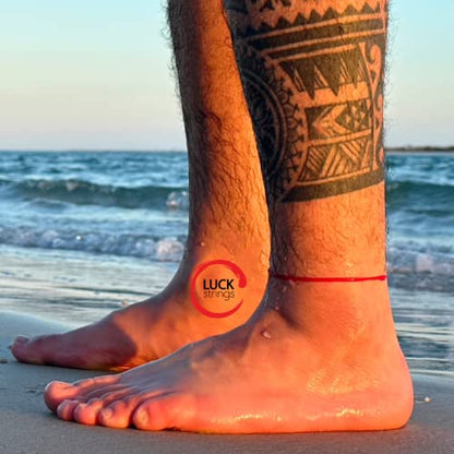 Red String Anklet for Women Men Teen - Ankle Bracelet Surfer Beach Anklets Cord Waterproof Adjustable Jewelry Unisex Summer Accessories Protection Talisman Good Luck - size: 8" min length - 16" max length (Pack of 2)