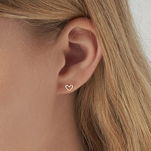 JSGEMSLEE Hypoallergenic 925 Sterling Silver Stud Earrings for Women With Screw Back Small Butterfly Heart Flower Earrings for Girls Tragus Cartilage Jewelry Gifts - color: Silver Heart