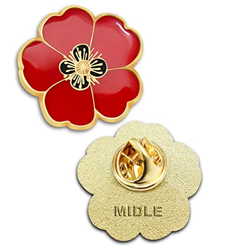 2/20/50/100Pcs Memorial Day Veterans day Flower Enamel Lapel Pin 1“, Souvenir For Men Women Clothes Bags Hats - color: 2-Pack