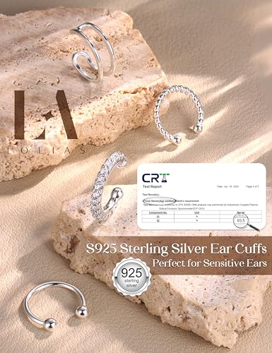 LOLIAS 925 Sterling Silver Ear Cuffs Non Piercing - 14K Gold Plated Ear Cuff Earrings for Women Adjustable Clip on Cartialge Earrings Non Pierced Fake Earring Stacks - color: Silver-Thin Double Hoop
