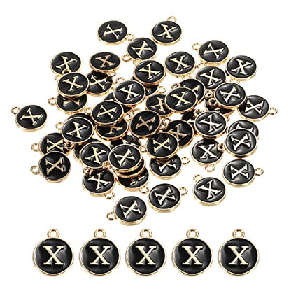 MECCANIXITY Alphabet Letter Charm Double Sided Alphabet Pendant, for Earring Jewelry Making - style: X