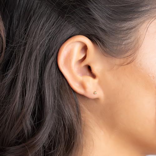 Barzel 18K Gold Plated Ball Stud Earrings Set, Sizes 3-10MM, 5 Pack, High Polish Finish Ball Suds