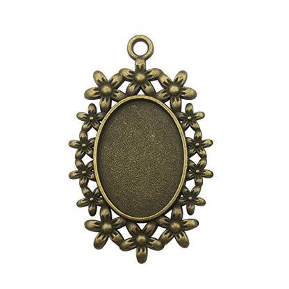 20pcs 18x25mm Oval Bezel Pendant Base Trays Cabochon Settings Trays Pendant Blanks 20pcs Mixed No Duplicate (M116) - color: M116
