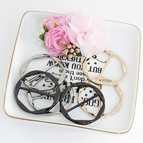 BetterJonny 10 Pcs Silk Scarf Ring Clip, T-Shirt Tie Ring Clips for Women, Fashion Circle Metal Scarf Ring and Slide Tshirt Twist Knot Clip Buckle Clothing Ring Wrap Holder